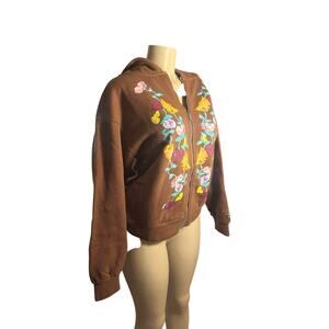 Women M Taylor Swift The Eras Tour Acoustic Piano Zip Up Hoodie Brown Floral